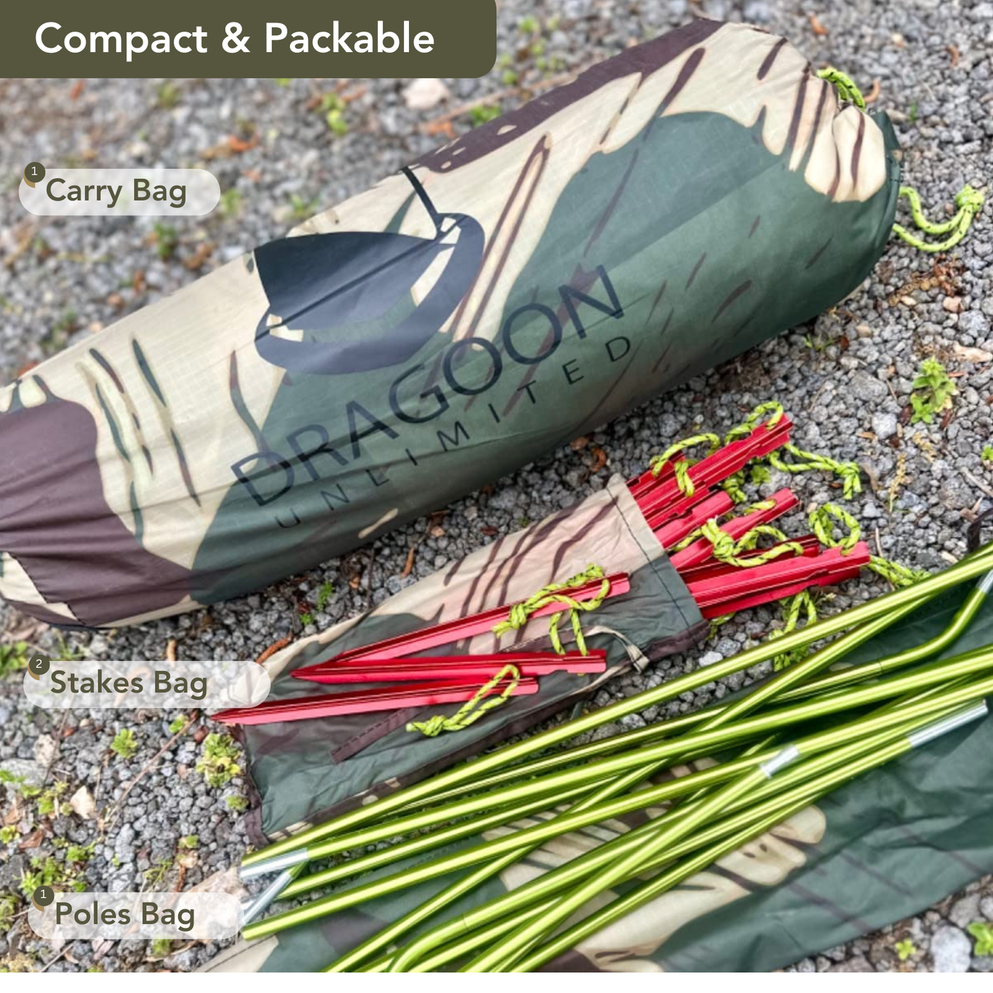 Dragoon Unlimited Ridgeback One Person Camping, Hunting Tent, Bugout Bivy & Survival Shelter (RBS Camouflage)