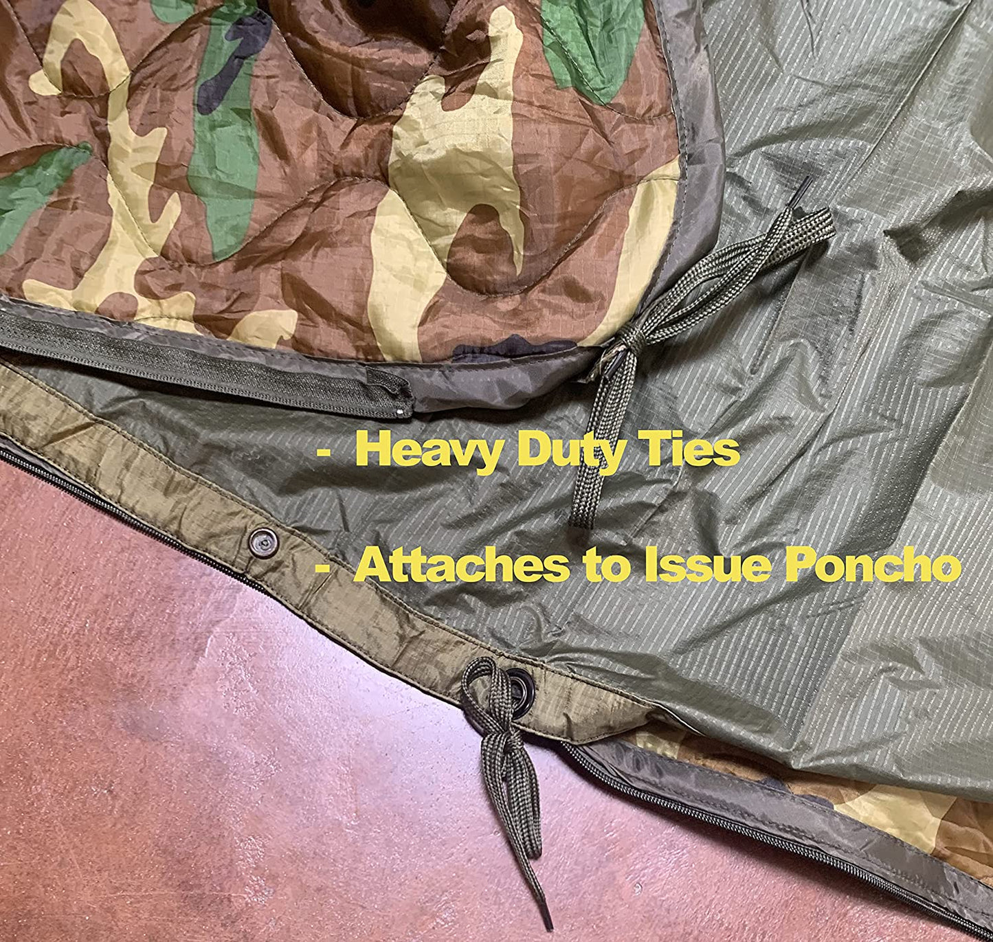 MARPAT (Marine Paytern), 3-Sided Zippered Poncho Liner with Zippered Headport, Stuff and Head Pad