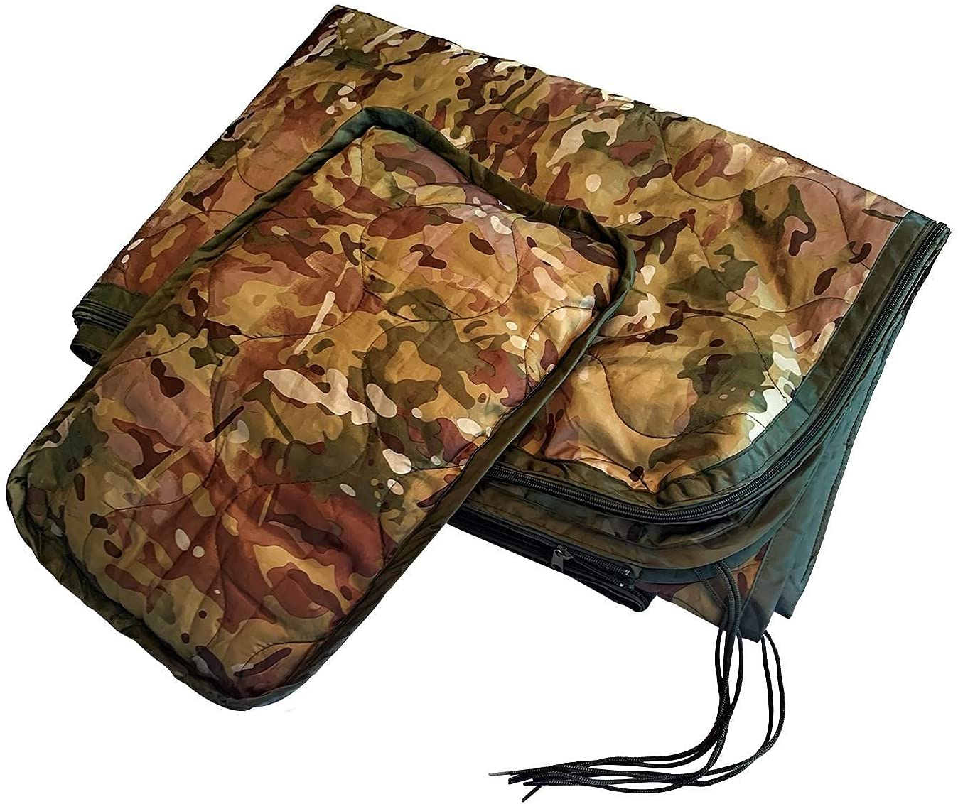 "Trooper" MultiCam/OCP Camo, 3-Sided Zippered Poncho Liner with Zippered Headport, Stuff and Head Pad