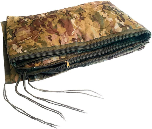 "Trooper" MultiCam/OCP Camo, 3-Sided Zippered Poncho Liner with Zippered Headport, Stuff and Head Pad