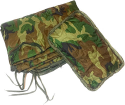 "Reforger" Woodland Camo, 3-Sided Zippered Poncho Liner with Zippered Headport, Stuff and Head Pad